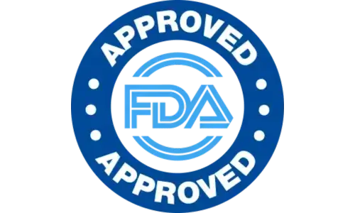 FDA Approved official blue circular badge for product safety